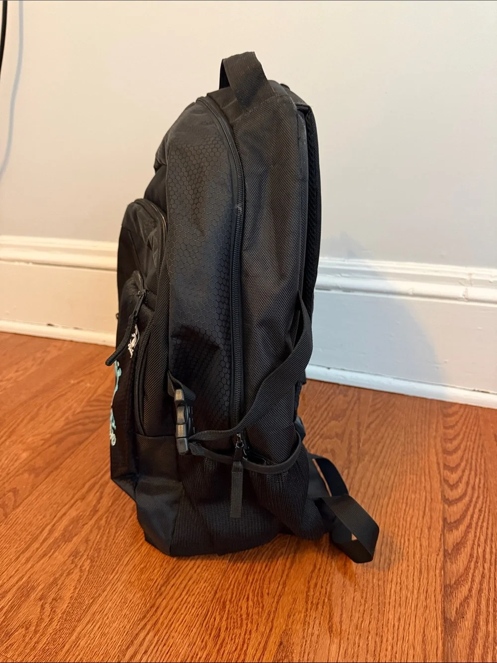 Club 75 Black Women's Backpack with Aqua Logo